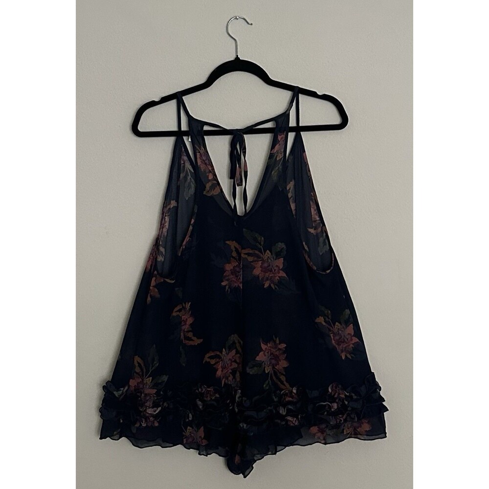 Free People Intimately "Icing On Top" Romper Size S Navy Blue Floral Print - Picture 3 of 16